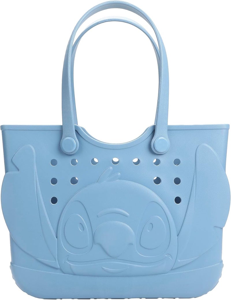 Bio World Disney Stitch 3D Character Face Blue 16.5" EVA Molded Gummy Tote - Image 1